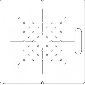 AECL 1/4 inch thick Acrylic Tray 44 - 1/4 inch diameter holes with Open Central Axis Scribing