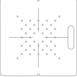 AECL 3/8 inch thick Polycarbonate Tray 44 - 1/4 inch diameter holes with Open Central Axis Scribing