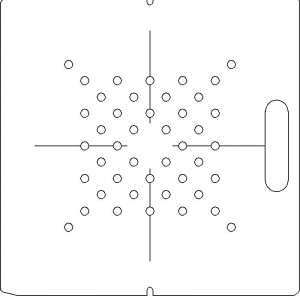 AECL 1/4 inch thick Polycarbonate Tray 44 - 3/8 inch diameter holes with Open Central Axis Scribing