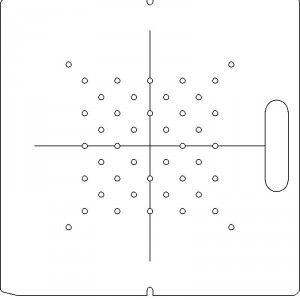 AECL 1/4 inch thick Acrylic Tray 44 - 1/4 inch diameter holes with Central Axis Scribing