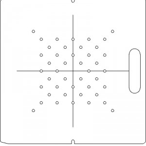 AECL 1/2 inch thick Acrylic Tray 44 - 1/4 inch diameter holes with Central Axis Scribing
