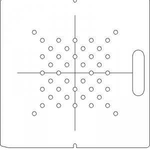 AECL 1/4 inch thick Acrylic Tray 44 - 3/8 inch diameter holes with Central Axis Scribing