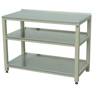 Steel Table with Two Shelves, 48 W x 24 D x 36 Inch H
