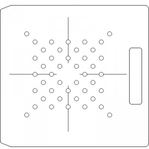 10 Inch Wide Varian CL4 3/8 inch thick Polycarbonate Tray 44 - 3/8 inch diameter holes with Open Central Axis Scribing