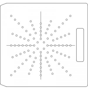 10 Inch Wide Varian CL4 3/8 inch thick Polycarbonate Tray 96 - 1/4 inch diameter holes with Open Central Axis Scribing