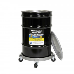 Used 30 Gallon Drum and Dolly for Recycling Alloy- 600 lbs Capacity