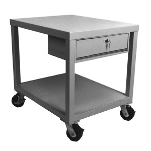 Steel Table with Storage Drawer and Shelf
