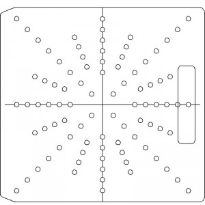 10 Inch Wide Varian CL4 1/4 inch thick Acrylic Tray 88 - 1/4 inch diameter holes with Central Axis Scribing