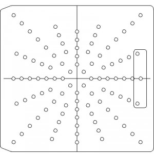 10 Inch Wide Varian CL4 3/8 inch thick Acrylic Tray 96 - 1/4 inch diameter holes with Central Axis Scribing