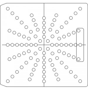 10 Inch Wide Varian CL4 1/4 inch thick Acrylic Tray 96 - 3/8 inch diameter holes with Central Axis Scribing