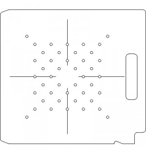 Varian Type II 11 3/4 Inch 3/8 inch thick Acrylic Tray 44 - 1/4 inch diameter holes with Open Central Axis Scribing