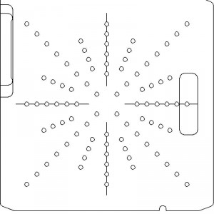 Varian Type III Optical Coded No Holes 1/4 inch thick Acrylic Tray 88 - 1/4 inch diameter holes with Open Central Axis Scribing