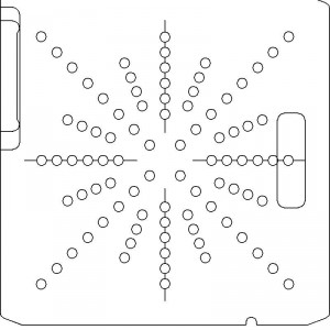 Varian Type III Optical Coded No Holes 1/4 inch thick Acrylic Tray 88 - 3/8 inch diameter holes with Open Central Axis Scribing