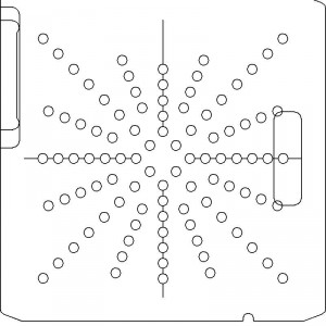 Varian Type III Optical Coded No Holes 1/4 inch thick Acrylic Tray 96 - 3/8 inch diameter holes with Open Central Axis Scribing