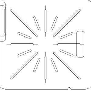 Varian Type III Optical Coded No Holes 3/8 inch thick Acrylic Tray 16 slots - 7/32 inch wide with Open Central Axis Scribing