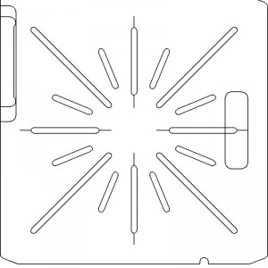 Varian Type III Optical Coded No Holes 3/8 inch thick Acrylic Tray 16 slots - 1/4 inch wide with Open Central Axis Scribing
