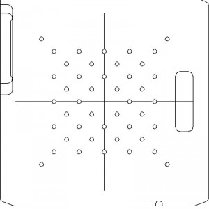 Varian Type III Optical Coded No Holes 1/4 inch thick Acrylic Tray 44 - 1/4 inch diameter holes with Central Axis Scribing