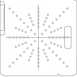 Varian Type III Optical Coded No Holes 1/4 inch thick Acrylic Tray 88 - 1/4 inch diameter holes with Central Axis Scribing