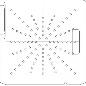 Varian Type III Optical Coded No Holes 1/4 inch thick Acrylic Tray 96 - 1/4 inch diameter holes with Central Axis Scribing