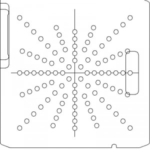 Varian Type III Optical Coded No Holes 1/4 inch thick Acrylic Tray 96 - 3/8 inch diameter holes with Central Axis Scribing