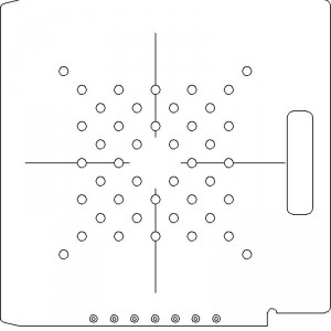Elekta SL 25/75 1/2 inch thick Acrylic Tray 44 - 3/8 inch diameter holes with Open Central Axis Scribing