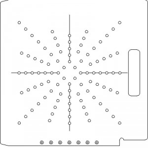 Elekta SL 25/75 3/8 inch thick Acrylic Tray 96 - 1/4 inch diameter holes with Open Central Axis Scribing