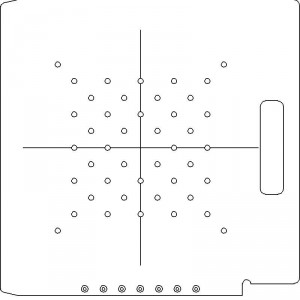 Elekta SL 25/75 3/8 inch thick Polycarbonate Tray 44 - 1/4 inch diameter holes with Central Axis Scribing