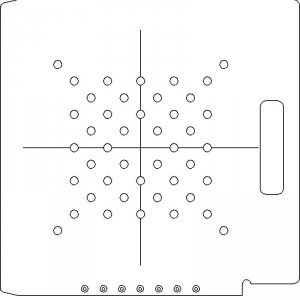 Elekta SL 25/75 1/4 inch thick Acrylic Tray 44 - 3/8 inch diameter holes with Central Axis Scribing