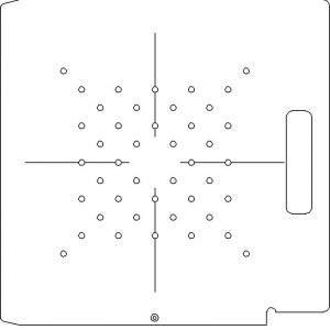 Elekta SL 75/5 1/2 inch thick Acrylic Tray 44 - 1/4 inch diameter holes with Open Central Axis Scribing