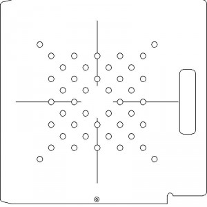 Elekta SL 75/5 1/4 inch thick Polycarbonate Tray 44 - 3/8 inch diameter holes with Open Central Axis Scribing